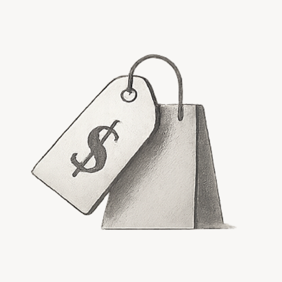 Icon of a shopping bag with the representing pay-per-click advertising and product shopping campaigns